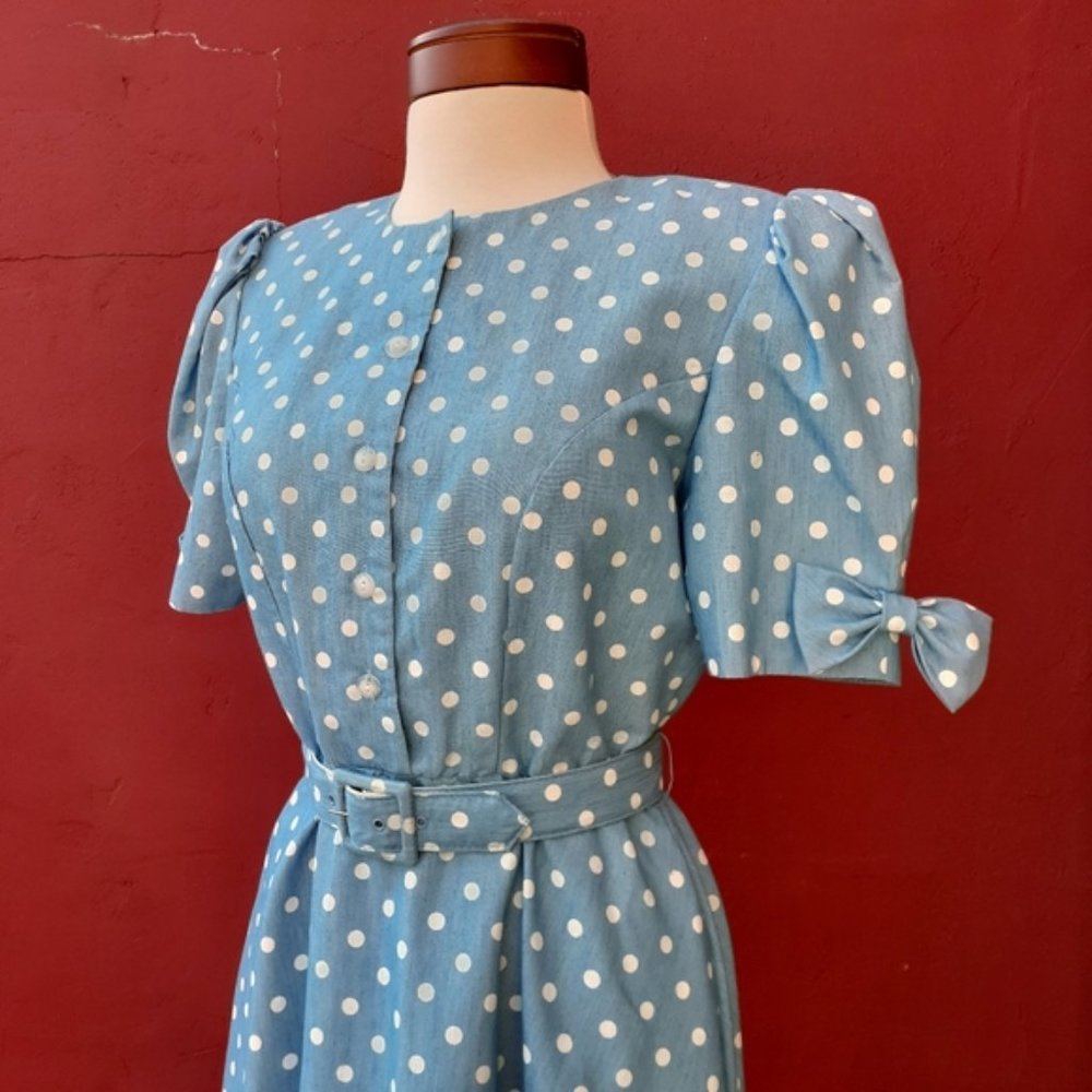Vintage Cinderella Polka Dot Dress Pinup Blogger - Picture 1 of 8
